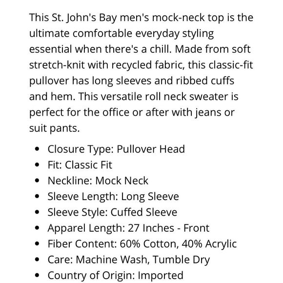 NWT ST. JOHN’S BAY Men’s Sweater L Roll Neck Burgundy Red Classic Fit Soft Knit - Picture 13 of 16